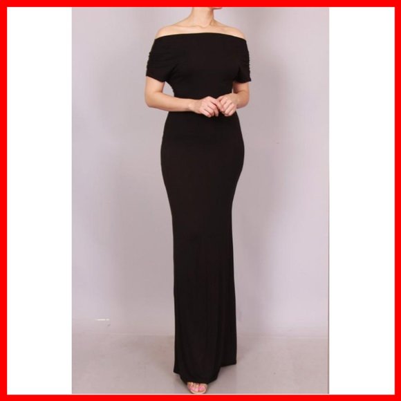 NWT Off Shoulder Solid Color Maxi Dress - Picture 4 of 7
